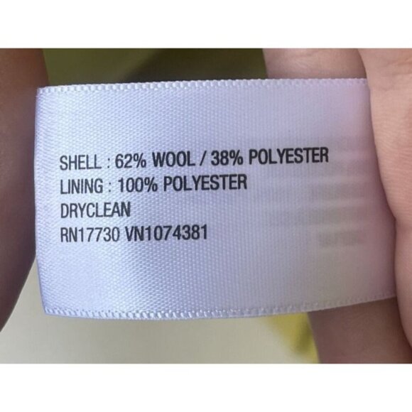 Merona Womens Coat Jacket Size S Wool Pea Green Yellow Double Breasted Short Mid - Picture 10 of 10